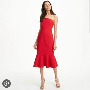 Club Monaco Red Strapless Tulip Dress
